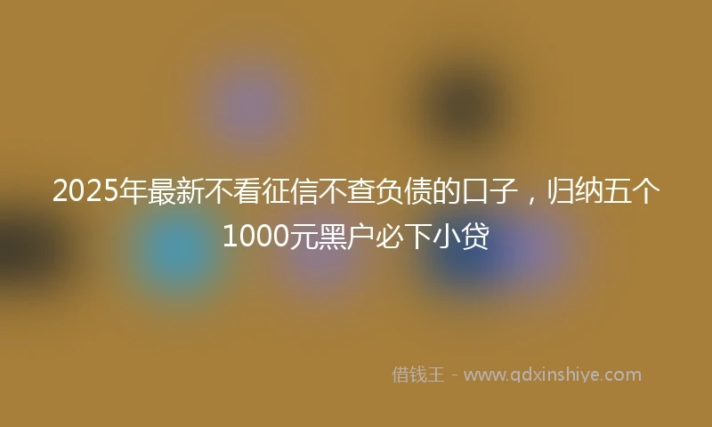 2025年最新不看征信不查负债的口子，归纳五个1000元黑户必下小贷
