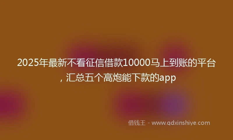 2025年最新不看征信借款10000马上到账的平台，汇总五个高炮能下款的app