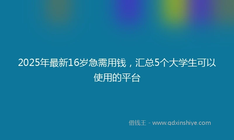 2025年最新16岁急需用钱，汇总5个大学生可以使用的平台