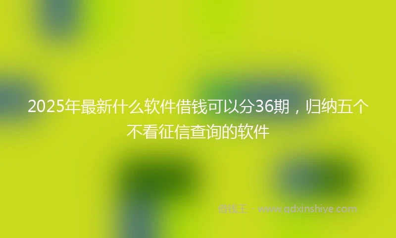 2025年最新什么软件借钱可以分36期，归纳五个不看征信查询的软件