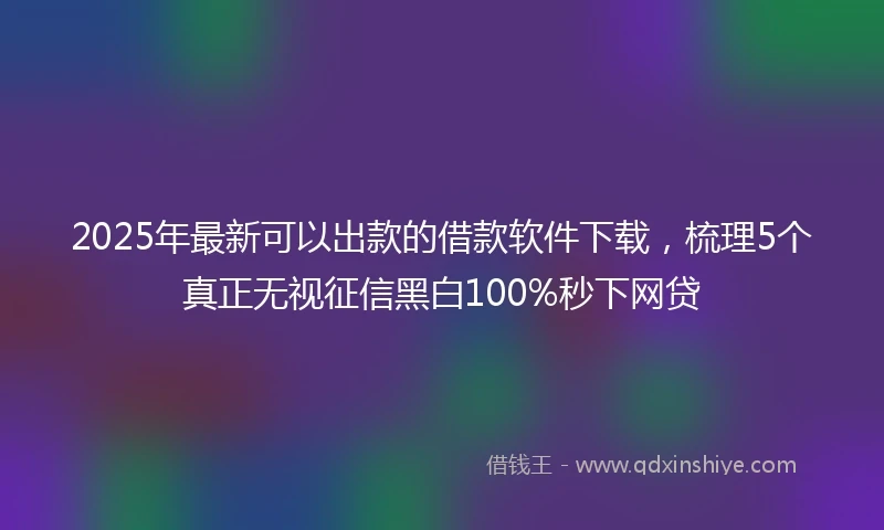 2025年最新可以出款的借款软件下载，梳理5个真正无视征信黑白100%秒下网贷