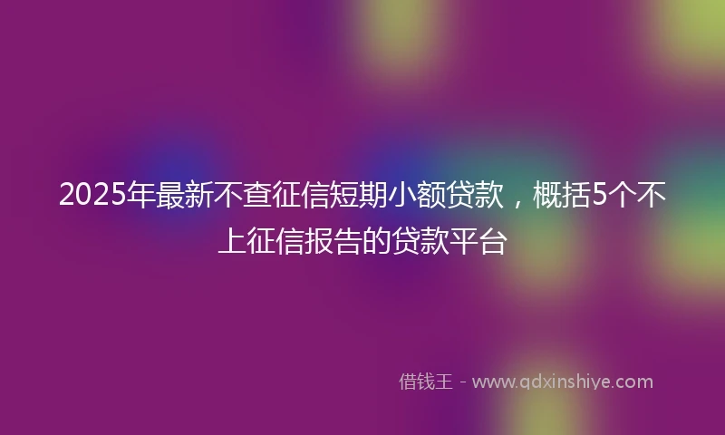 2025年最新不查征信短期小额贷款，概括5个不上征信报告的贷款平台