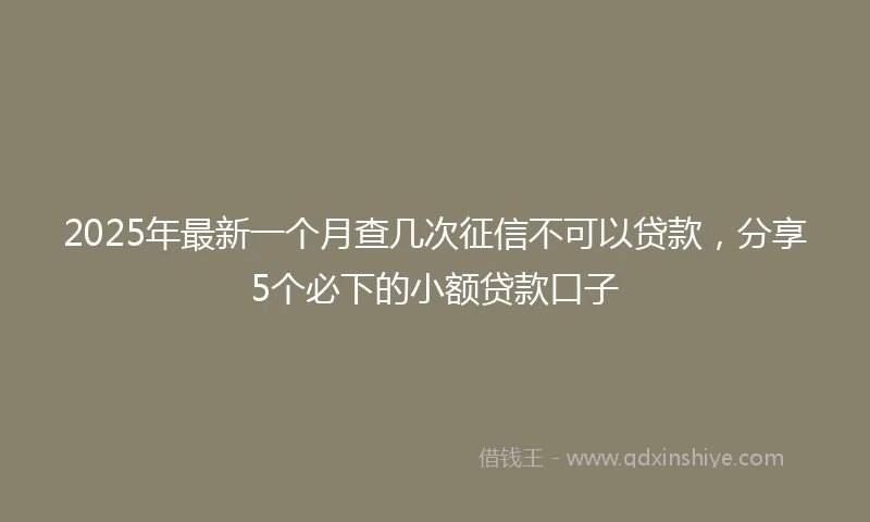 2025年最新一个月查几次征信不可以贷款，分享5个必下的小额贷款口子