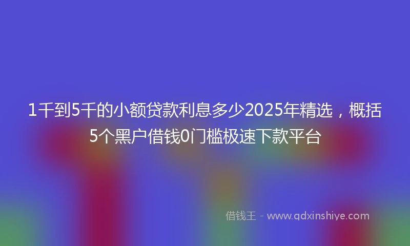 1千到5千的小额贷款利息多少2025年精选，概括5个黑户借钱0门槛极速下款平台