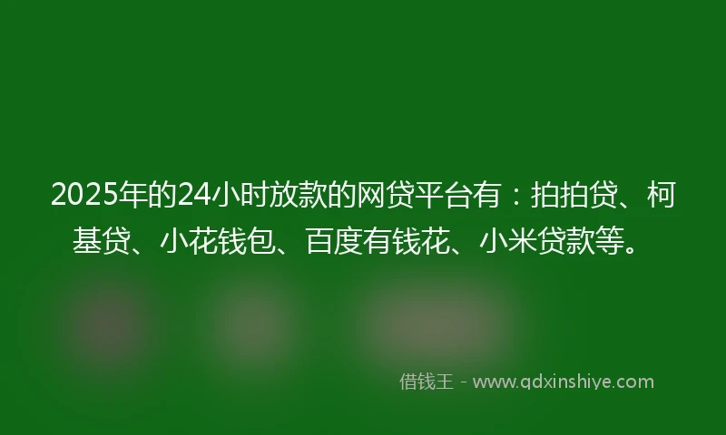 2025年的24小时放款的网贷平台有：拍拍贷、柯基贷、小花钱包、百度有钱花、小米贷款等。