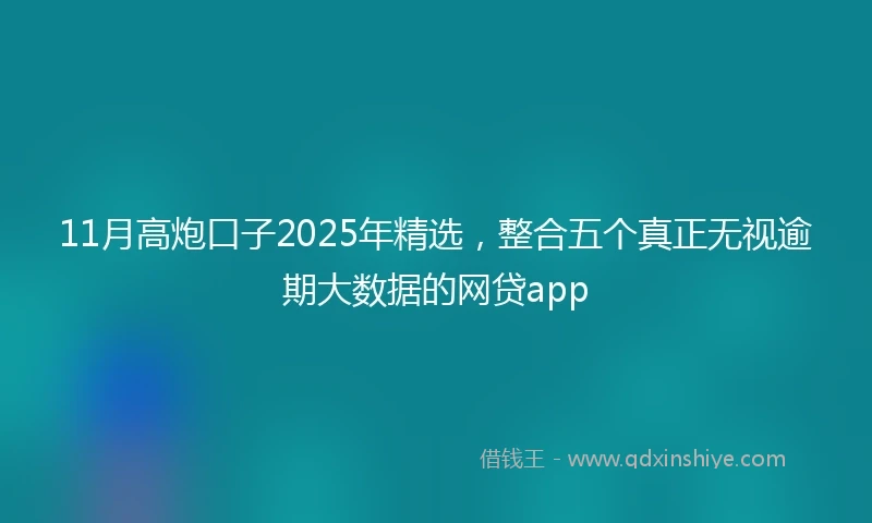 11月高炮口子2025年精选，整合五个真正无视逾期大数据的网贷app