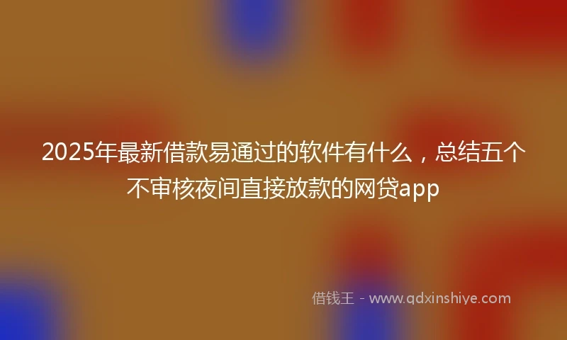 2025年最新借款易通过的软件有什么，总结五个不审核夜间直接放款的网贷app