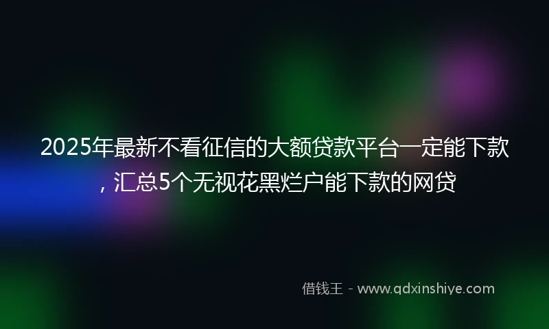 2025年最新不看征信的大额贷款平台一定能下款，汇总5个无视花黑烂户能下款的网贷