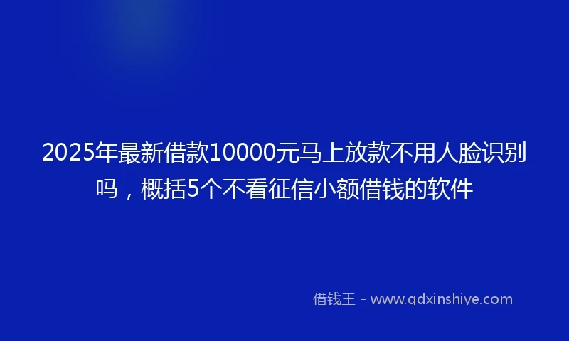 2025年最新借款10000元马上放款不用人脸识别吗，概括5个不看征信小额借钱的软件