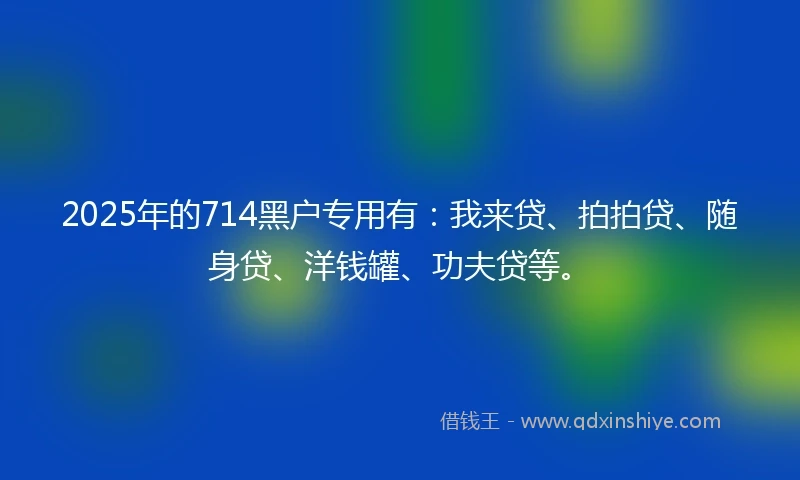 2025年的714黑户专用有：我来贷、拍拍贷、随身贷、洋钱罐、功夫贷等。
