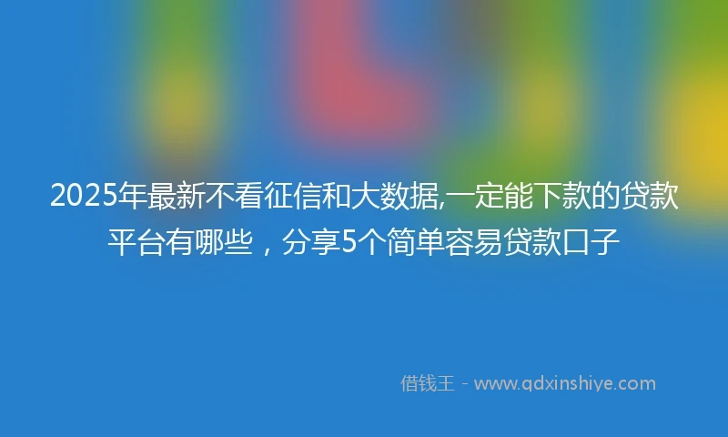 2025年最新不看征信和大数据,一定能下款的贷款平台有哪些，分享5个简单容易贷款口子