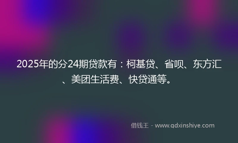 2025年的分24期贷款有：柯基贷、省呗、东方汇、美团生活费、快贷通等。