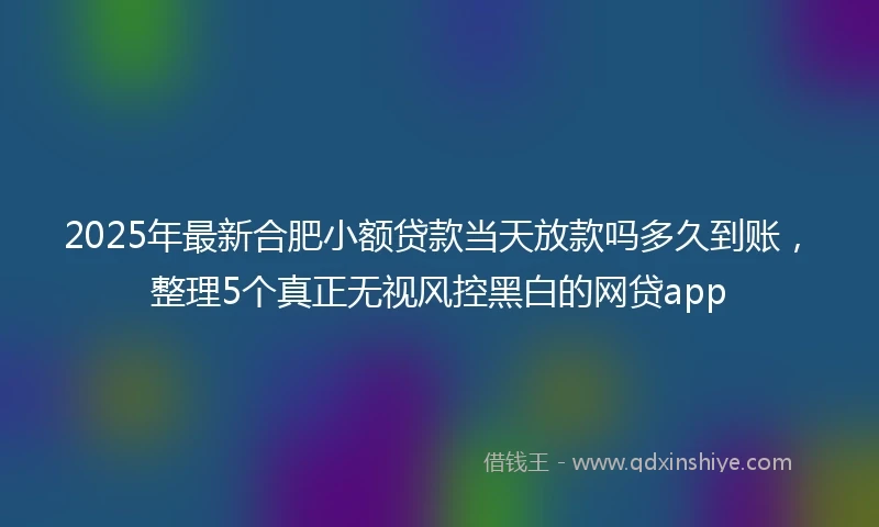 2025年最新合肥小额贷款当天放款吗多久到账，整理5个真正无视风控黑白的网贷app