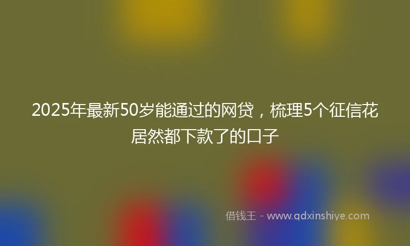 2025年最新50岁能通过的网贷，梳理5个征信花居然都下款了的口子