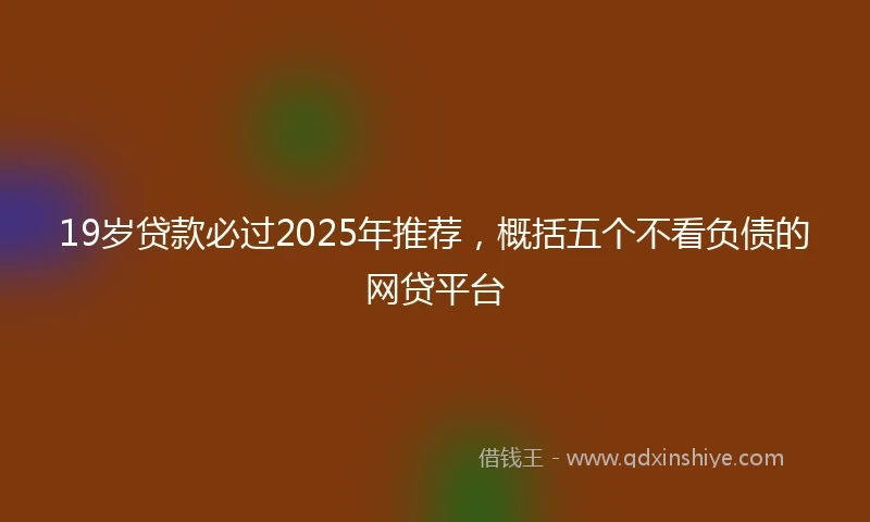 19岁贷款必过2025年推荐，概括五个不看负债的网贷平台