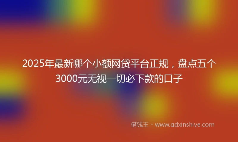 2025年最新哪个小额网贷平台正规，盘点五个3000元无视一切必下款的口子