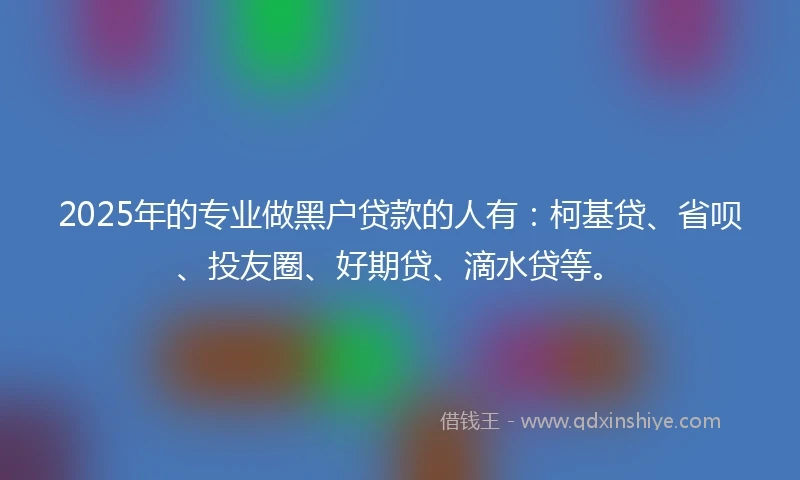 2025年的专业做黑户贷款的人有：柯基贷、省呗、投友圈、好期贷、滴水贷等。