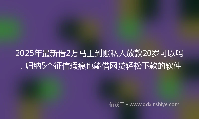 2025年最新借2万马上到账私人放款20岁可以吗，归纳5个征信瑕疵也能借网贷轻松下款的软件