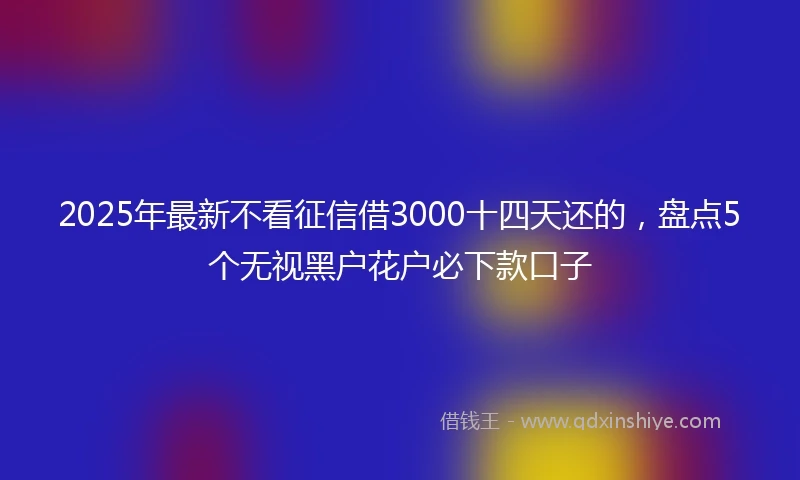 2025年最新不看征信借3000十四天还的，盘点5个无视黑户花户必下款口子