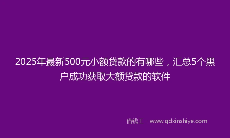2025年最新500元小额贷款的有哪些，汇总5个黑户成功获取大额贷款的软件