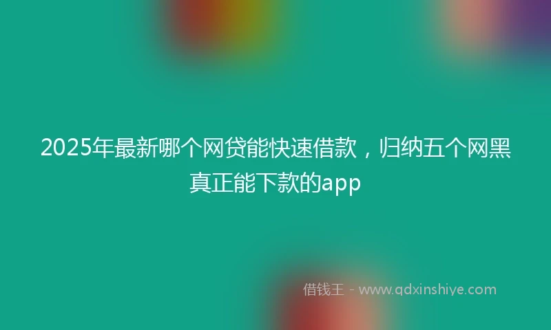 2025年最新哪个网贷能快速借款，归纳五个网黑真正能下款的app