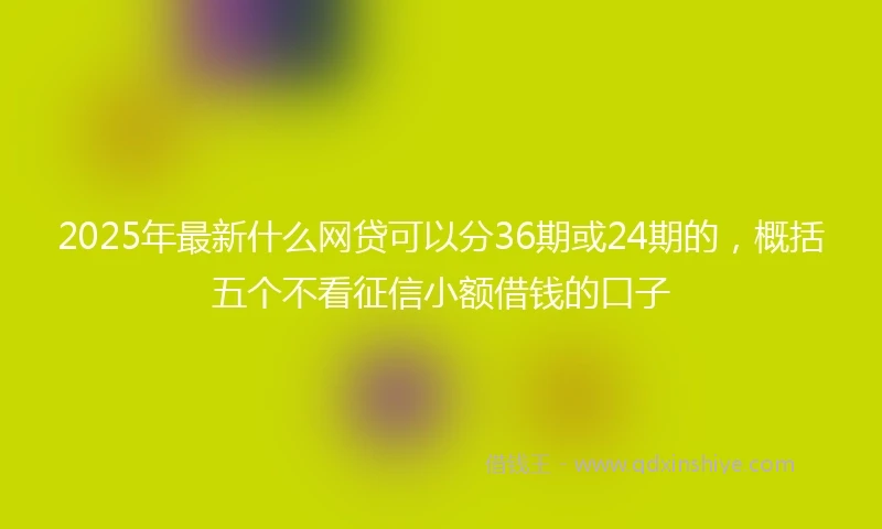 2025年最新什么网贷可以分36期或24期的，概括五个不看征信小额借钱的口子