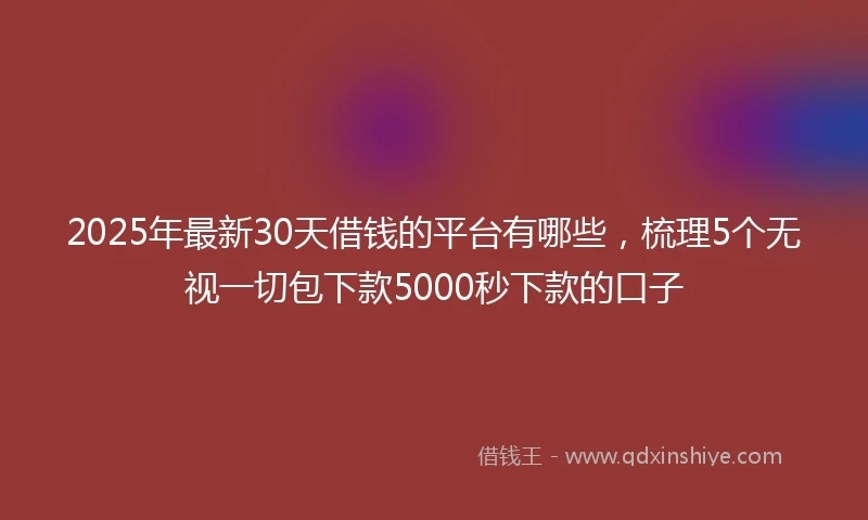 2025年最新30天借钱的平台有哪些，梳理5个无视一切包下款5000秒下款的口子