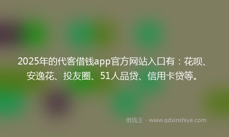 2025年的代客借钱app官方网站入口有：花呗、安逸花、投友圈、51人品贷、信用卡贷等。