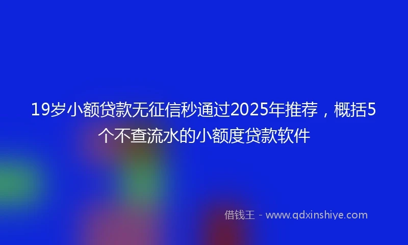 19岁小额贷款无征信秒通过2025年推荐，概括5个不查流水的小额度贷款软件
