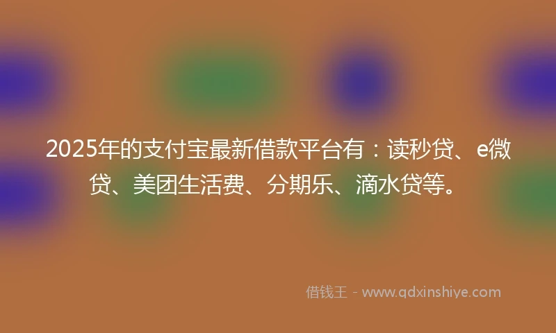 2025年的支付宝最新借款平台有：读秒贷、e微贷、美团生活费、分期乐、滴水贷等。