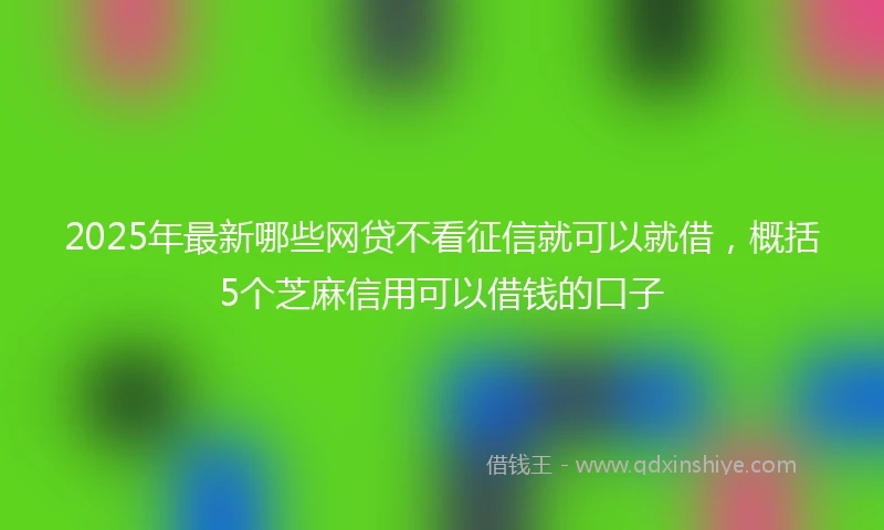 2025年最新哪些网贷不看征信就可以就借，概括5个芝麻信用可以借钱的口子