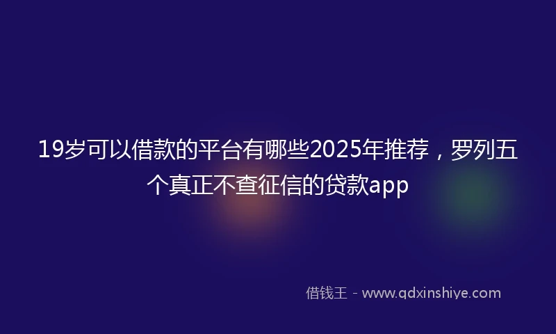 19岁可以借款的平台有哪些2025年推荐，罗列五个真正不查征信的贷款app