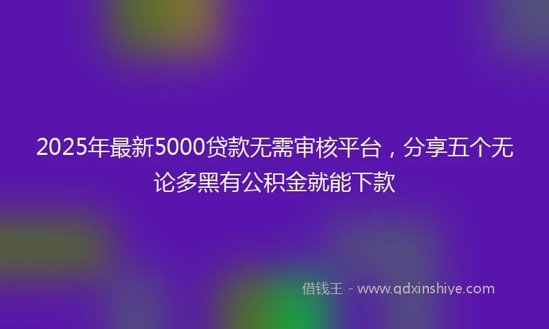 2025年最新5000贷款无需审核平台，分享五个无论多黑有公积金就能下款