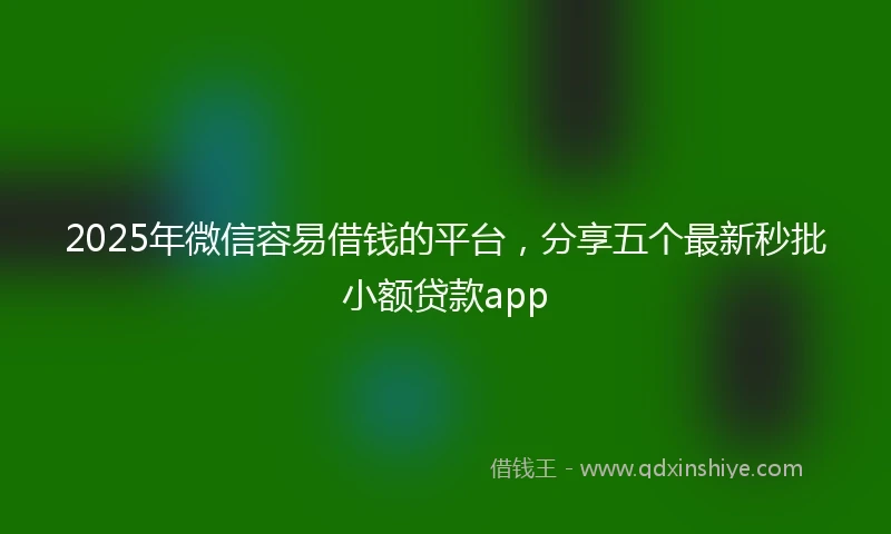 2025年微信容易借钱的平台，分享五个最新秒批小额贷款app