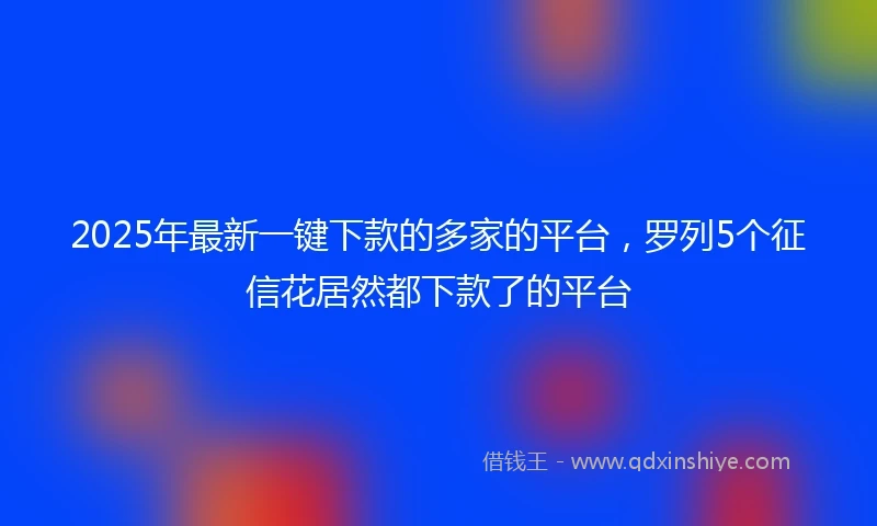 2025年最新一键下款的多家的平台，罗列5个征信花居然都下款了的平台