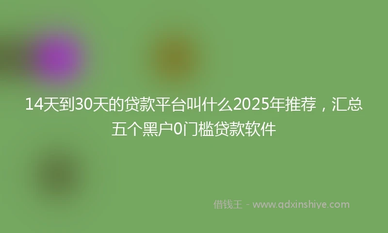 14天到30天的贷款平台叫什么2025年推荐，汇总五个黑户0门槛贷款软件
