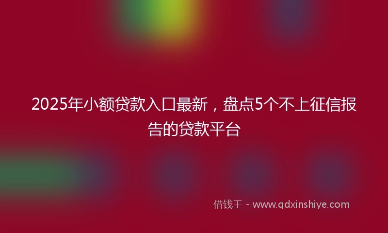 2025年小额贷款入口最新，盘点5个不上征信报告的贷款平台