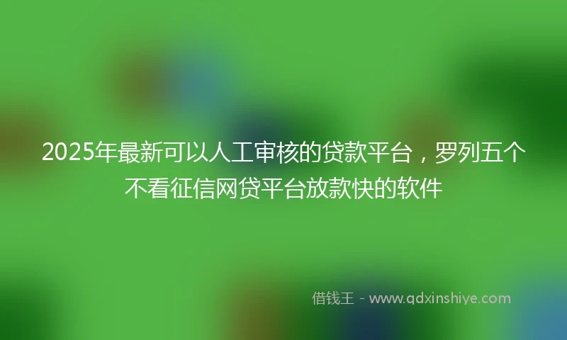 2025年最新可以人工审核的贷款平台，罗列五个不看征信网贷平台放款快的软件