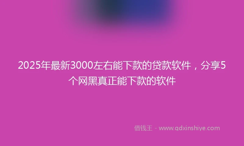 2025年最新3000左右能下款的贷款软件，分享5个网黑真正能下款的软件