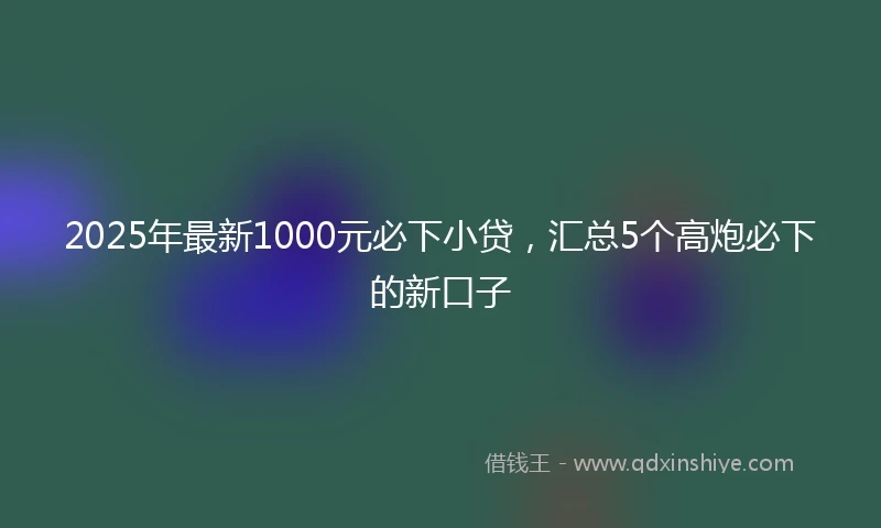 2025年最新1000元必下小贷，汇总5个高炮必下的新口子