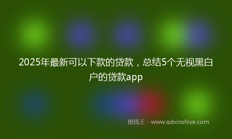 2025年最新可以下款的贷款，总结5个无视黑白户的贷款app