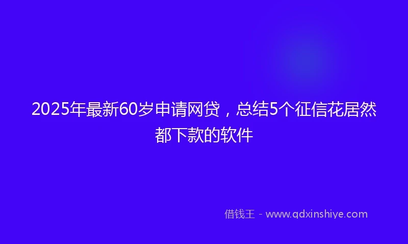 2025年最新60岁申请网贷，总结5个征信花居然都下款的软件