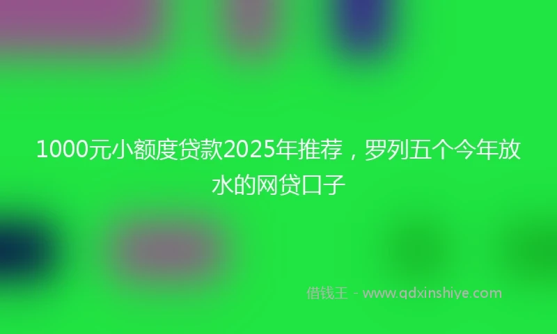 1000元小额度贷款2025年推荐，罗列五个今年放水的网贷口子