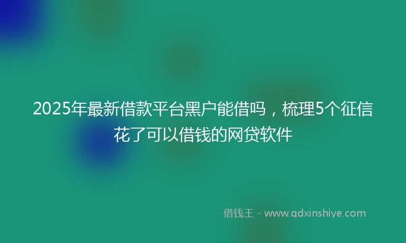2025年最新借款平台黑户能借吗，梳理5个征信花了可以借钱的网贷软件