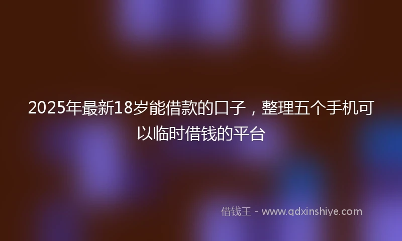 2025年最新18岁能借款的口子，整理五个手机可以临时借钱的平台