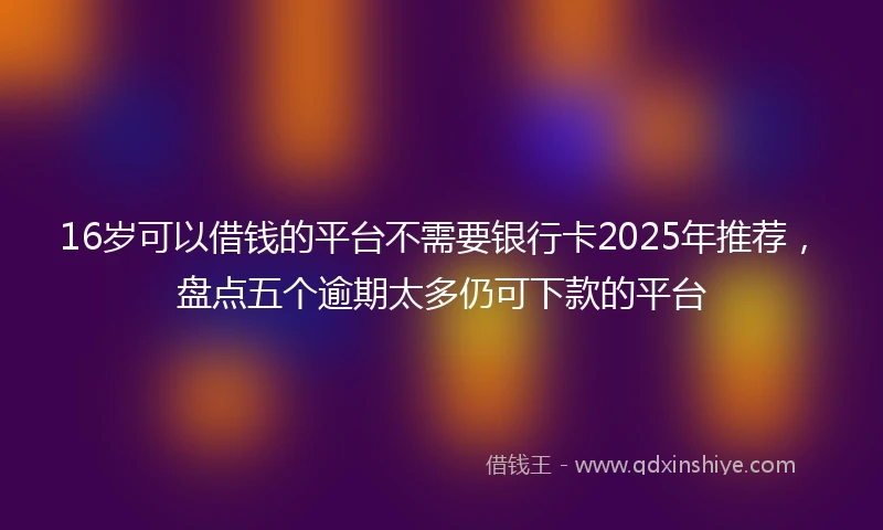16岁可以借钱的平台不需要银行卡2025年推荐，盘点五个逾期太多仍可下款的平台