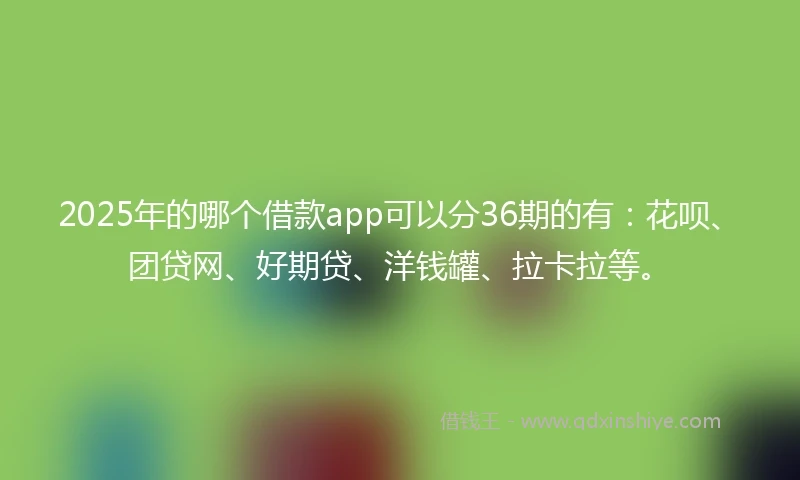 2025年的哪个借款app可以分36期的有：花呗、团贷网、好期贷、洋钱罐、拉卡拉等。