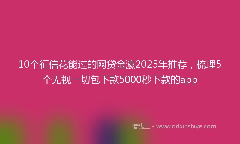 10个征信花能过的网贷金瀛2025年推荐，梳理5个无视一切包下款5000秒下款的app
