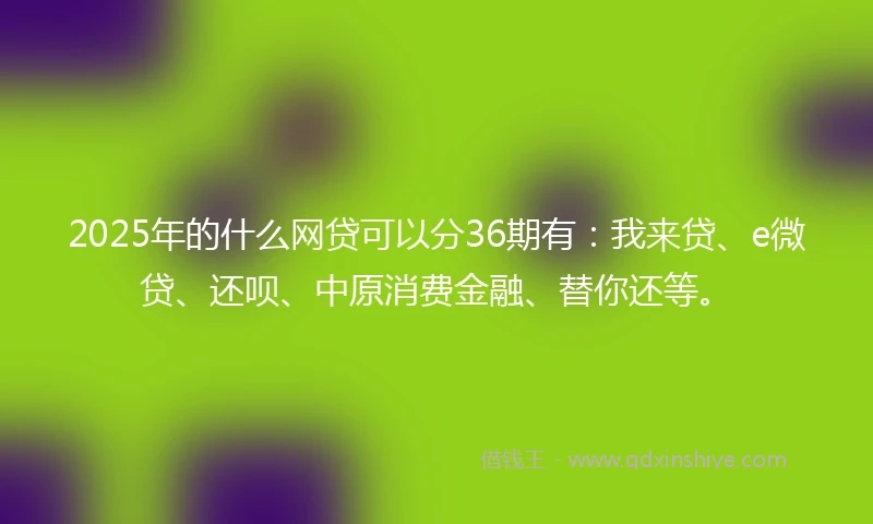 2025年的什么网贷可以分36期有：我来贷、e微贷、还呗、中原消费金融、替你还等。