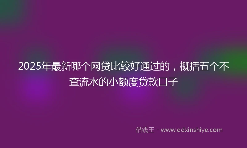 2025年最新哪个网贷比较好通过的，概括五个不查流水的小额度贷款口子